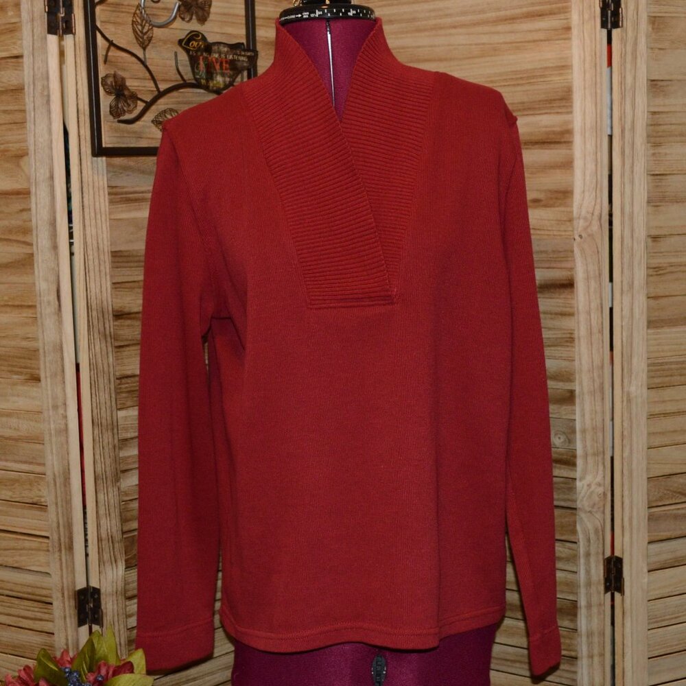 Rebecca Malone S Deep Red V-Neck Sweater